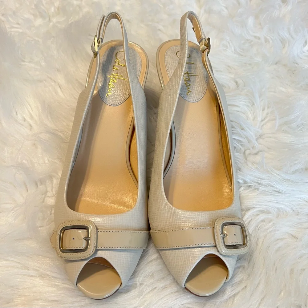 Cole Haan Nike Air Technology sling back Peep Toe Heels buckle detail Size 8 1/2